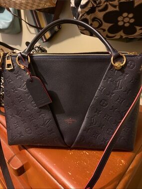 Louis Vuitton Black Monogram Empreinte Satchel with Pink Trim